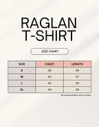 Raglan tee size chart