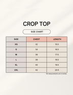 Box of Cats Crop Top size chart