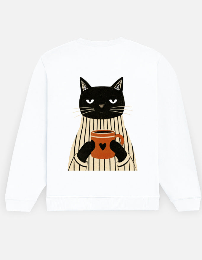 Not Before Coffee sweatshirt in White, back with print