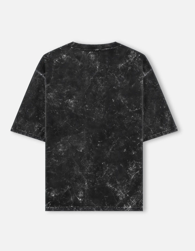 Kaavo acid-wash oversized tee in Black, plain back