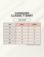 Vasudeva oversized tee size chart