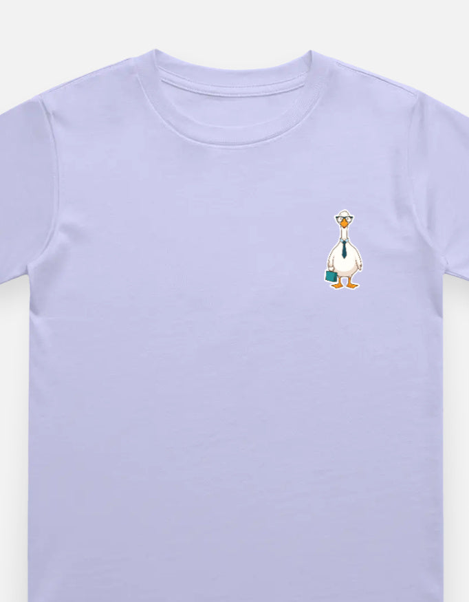 Little Kaavo kids crew tee in Lavender, front with pocket print