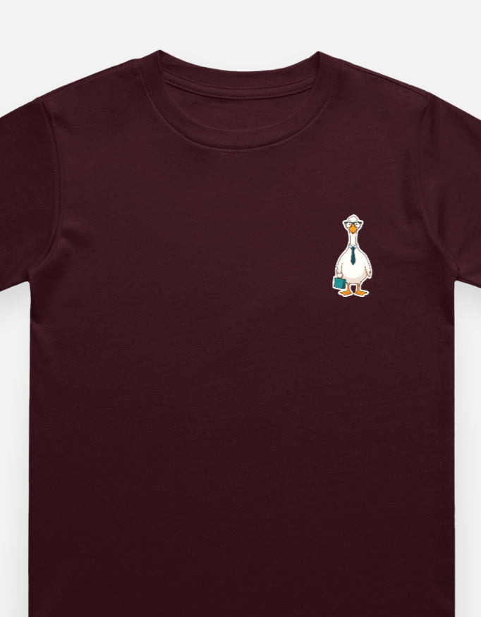 Little Kaavo kids crew tee in Maroon, front with pocket print
