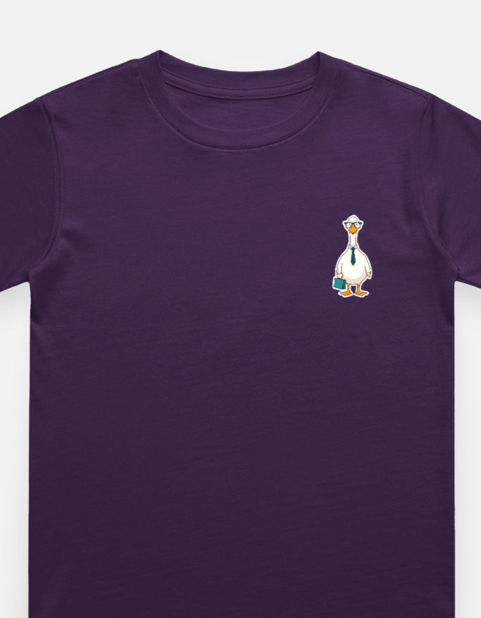 Little Kaavo kids crew tee in Purple, front with pocket print