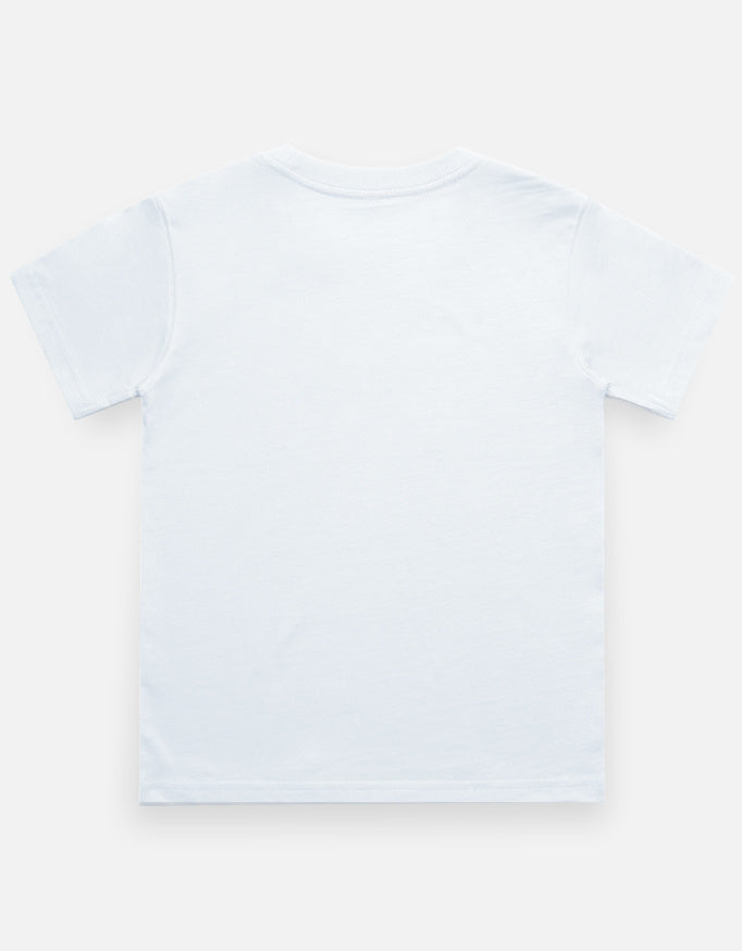 Little Kaavo kids crew tee in White, plain back
