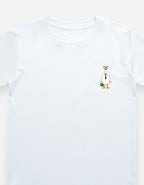Little Kaavo kids crew tee in White, front with pocket print